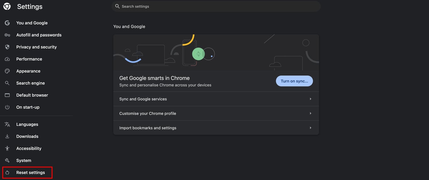 Google Chromeの設定リセットボタンが赤色で強調表示
