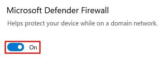WindowsのMicrosoft Defenderファイアウォールのスイッチ