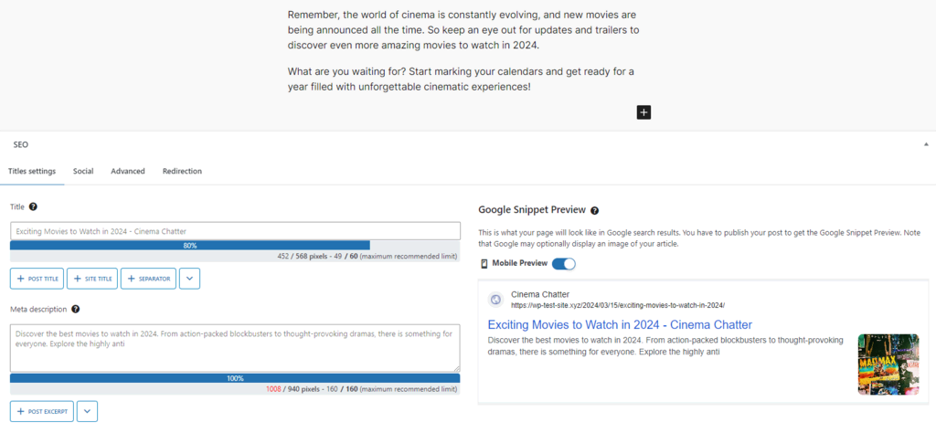 SEOPressのインターフェース