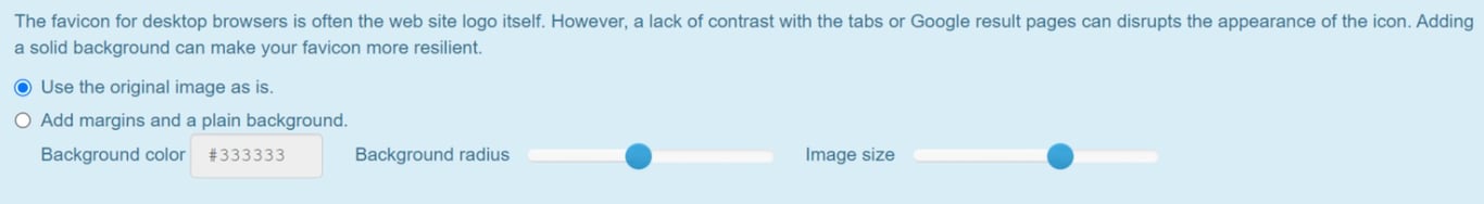 Real Favicon Generator ファビコン編集オプション