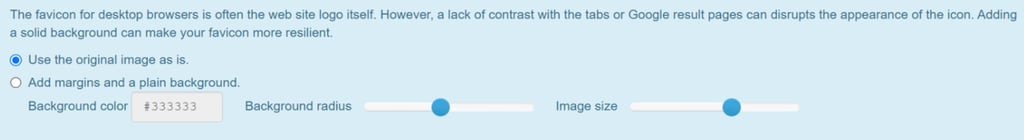 Real Favicon Generator ファビコン編集オプション