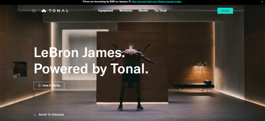 TonalのWebサイトのトップページ