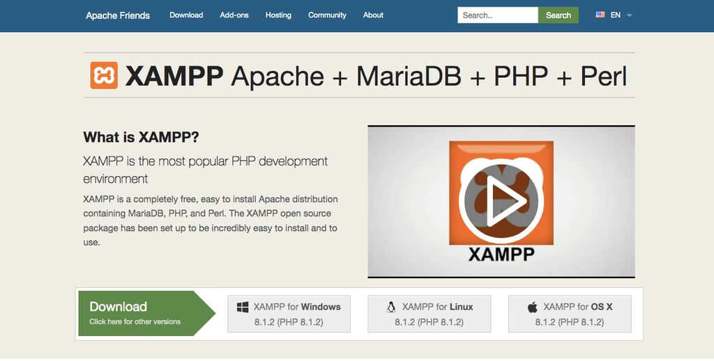 XAMPP公式ウェブサイト