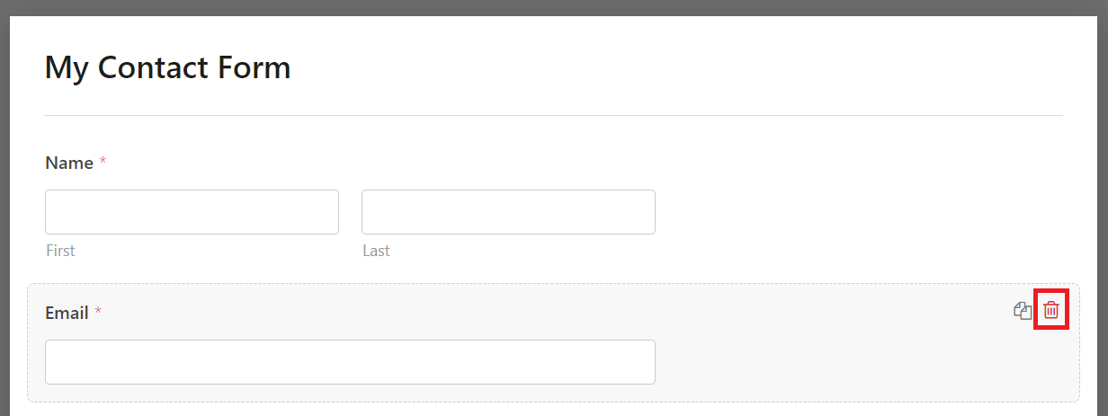 WPFormsビルダーのお問い合わせフォームからフィールドを削除