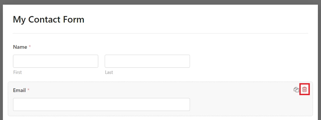 WPFormsビルダーのお問い合わせフォームからフィールドを削除