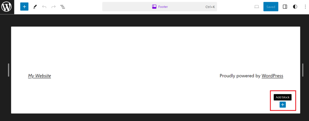 テンプレートパートに新しいブロックを追加