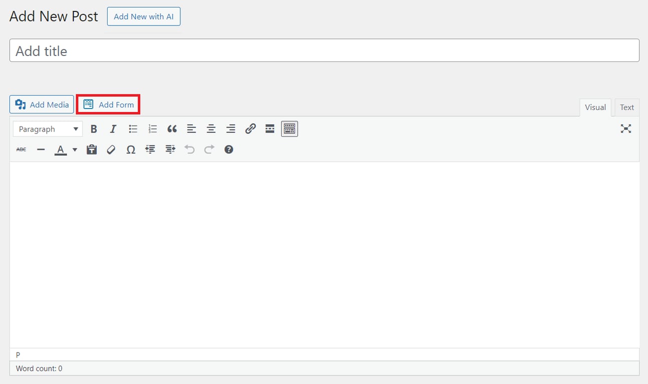 クラシックエディターを使ってWordPressの投稿に新しいフォームを追加

