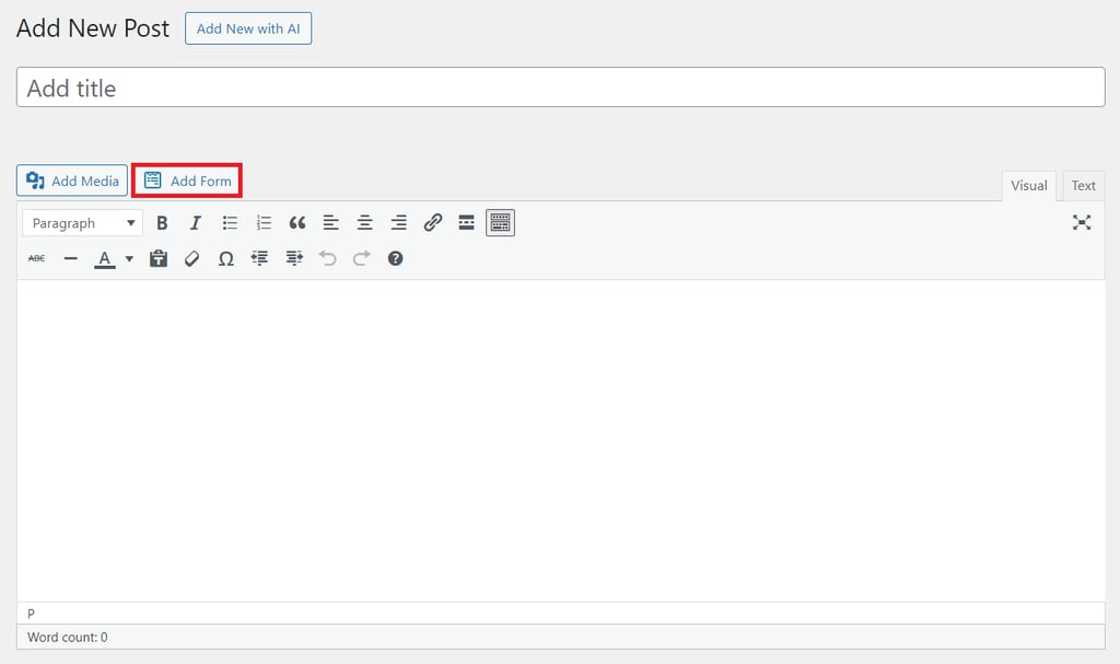クラシックエディターを使ってWordPressの投稿に新しいフォームを追加