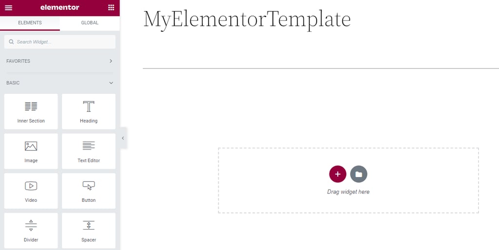 Elementorのページテンプレートエディタ