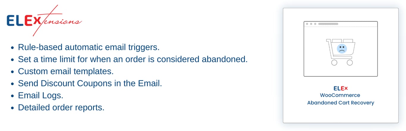 Elex WooCommerce Abandoned Cart Recovery プラグインバナー