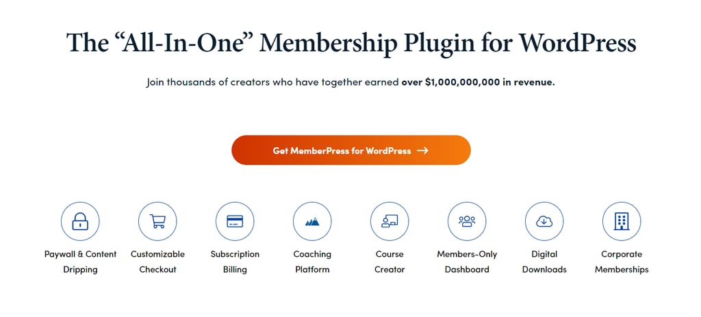 MemberPressプラグインのランディングページ