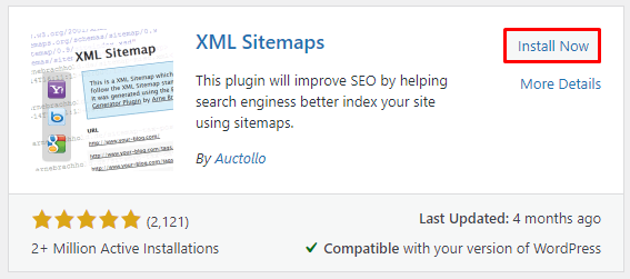 今すぐインストールボタンをクリックしてXML Sitemapsプラグインを取得