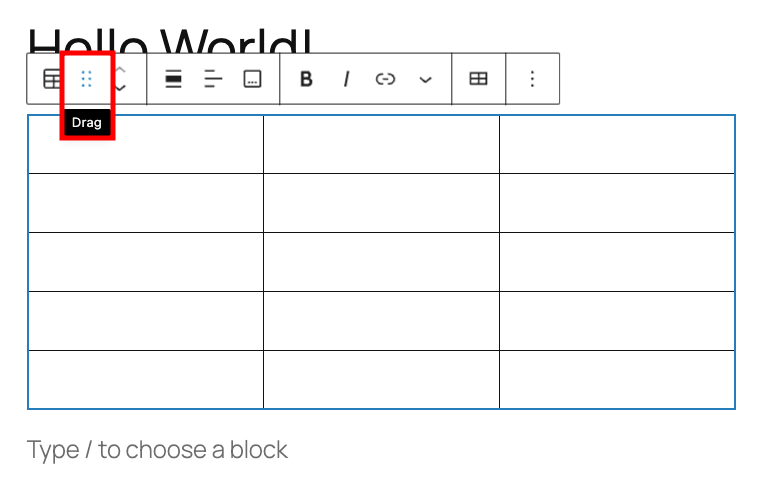 ブロックツールバーのドラッグ機能