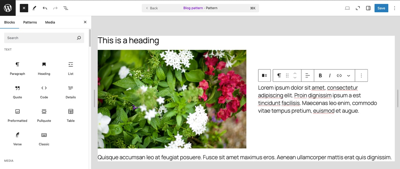 Gutenbergで既存のパターンを編集
