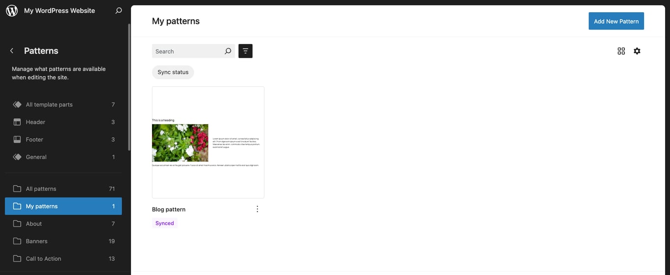 Gutenbergで既存のパターンを編集
