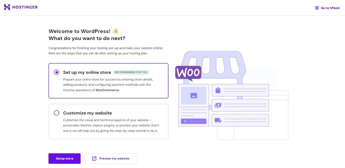 HostingerのWordPressプラグインによるワンクリックでのWooCommerceのセットアップ