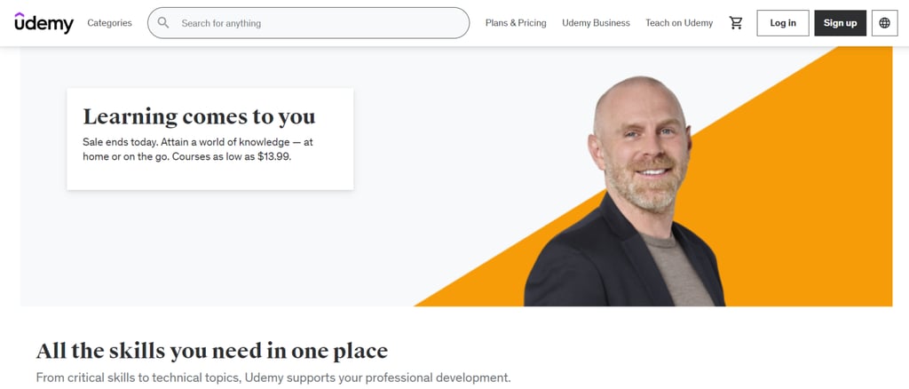 Udemyのホームページ