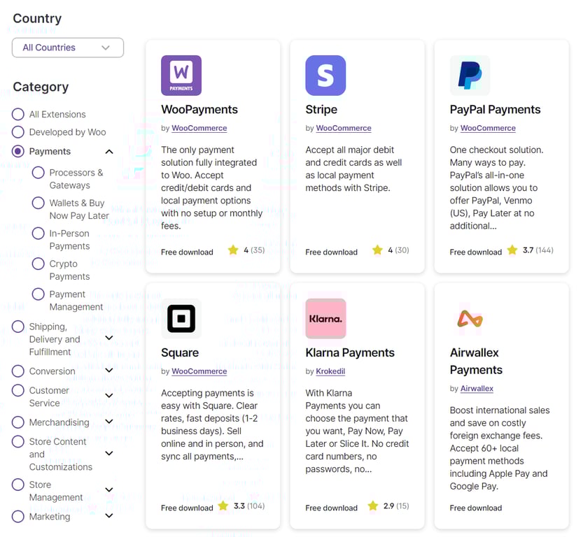 決済方法向けのWooCommerce拡張機能