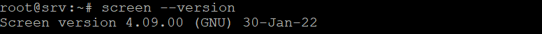ターミナルが現在インストールされているGNU Screenのバージョンを表示