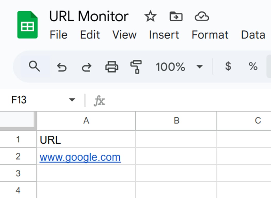 このワークフロー用のGoogleスプレッドシートの例