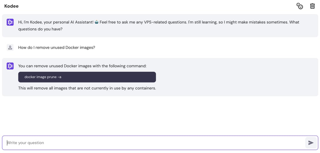 未使用のDockerイメージ削除についてKodeeに質問する