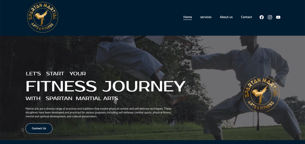 Spartan Martial Arts and Fitnessのランディングページ
