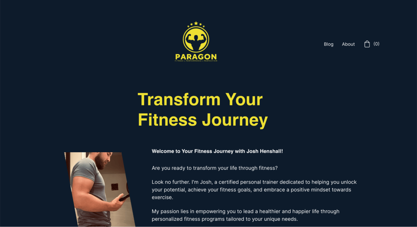 Paragon Fitnessのランディングページ