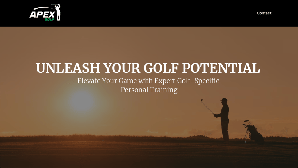 Apex Golfのランディングページ