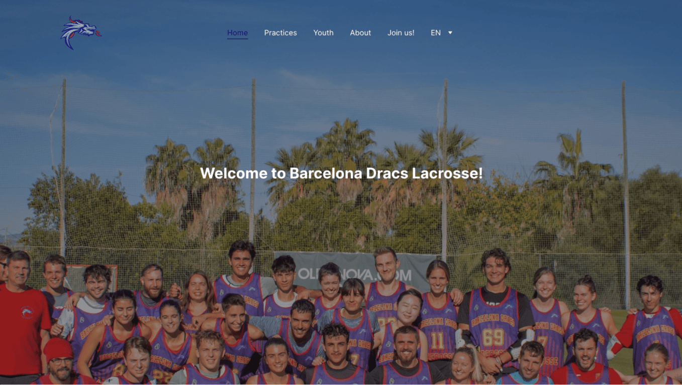 Barcelona Dracs Lacrosseのランディングページ