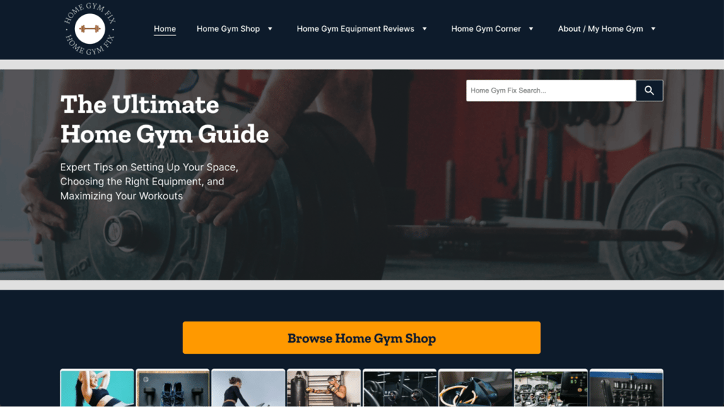 Home Gym Fixのランディングページ