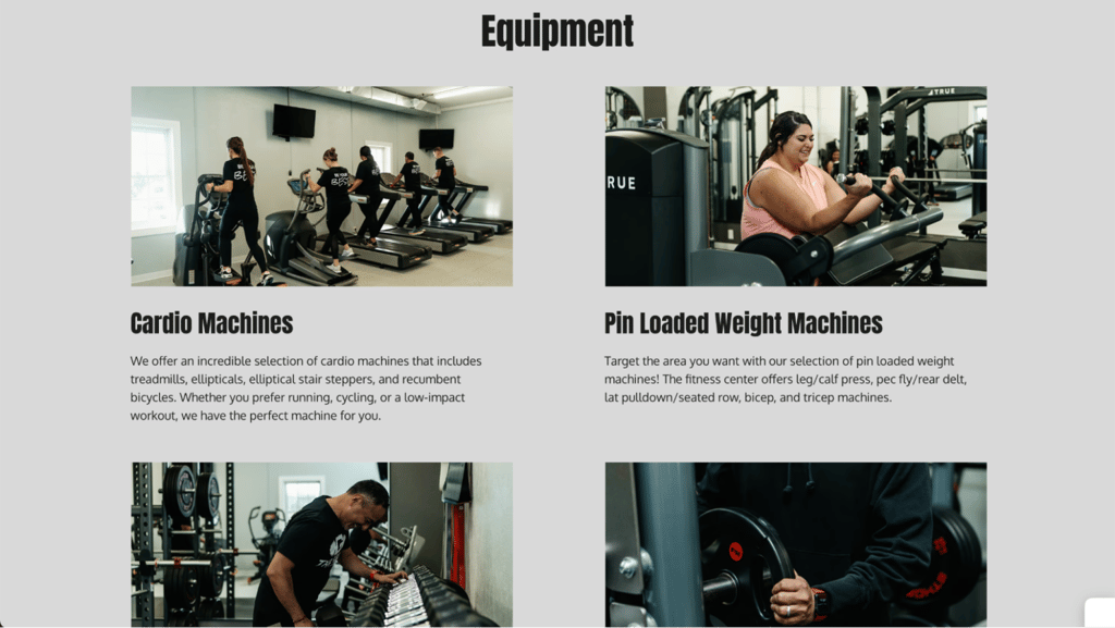The Grind Fitness Centerのランディングページ