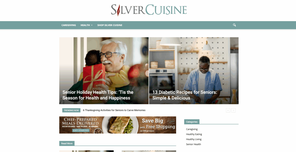 Silver Cuisineブログ内のコンテンツセクション