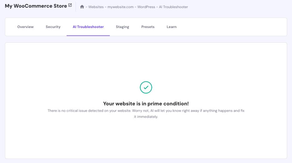 HostingerのAIトラブルシューター機能