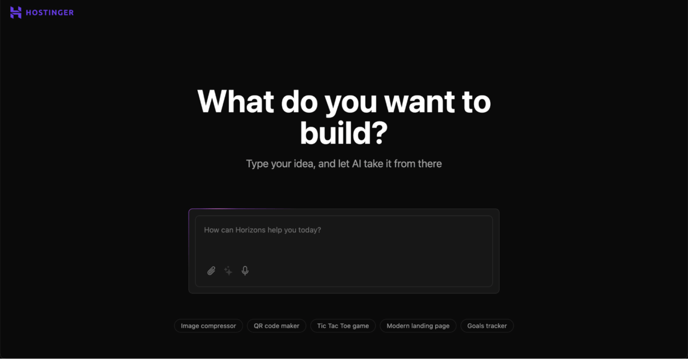 Hostinger Horizonsのスタート画面