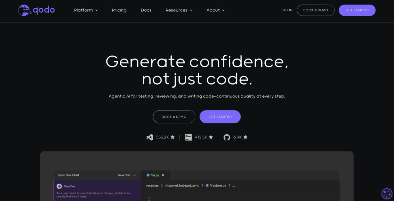 Qodoのランディングページ