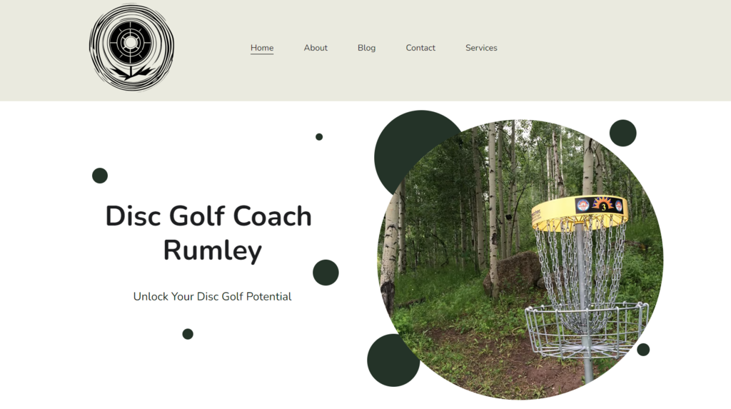 Disc Golf Coach Rumley website homepage