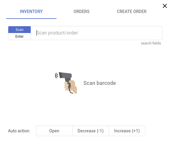 Simple Inventory Management dashboard for scanning and finding items