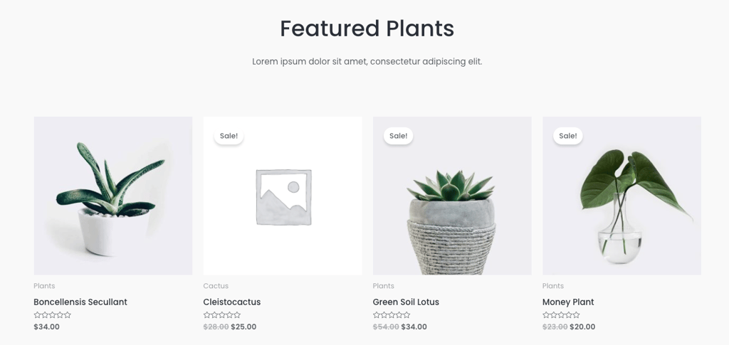 An example of a product display section in Astra