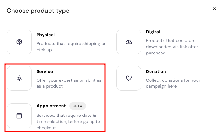 Hostinger AI Website Builder store manager add product type page