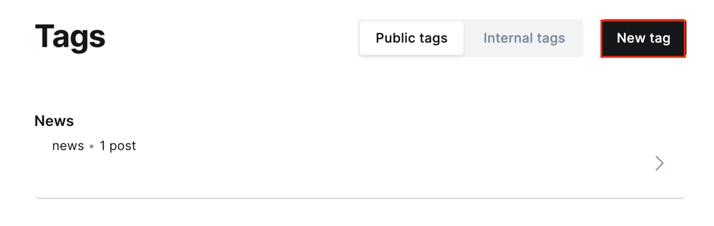 Ghost tags new tag highlighted