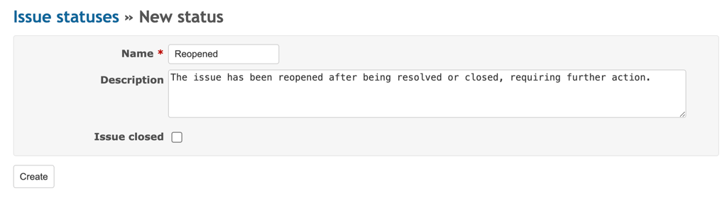 The New status fields in Redmine