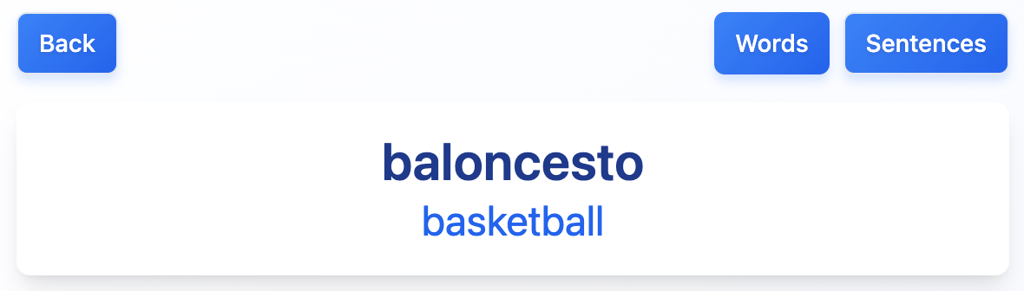 Preview of language learning web app with error fixed