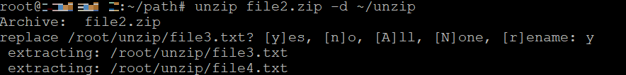 The unzip command unpacks an archive into another folder