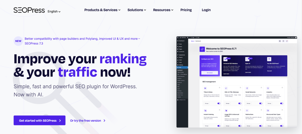 SEOPress homepage