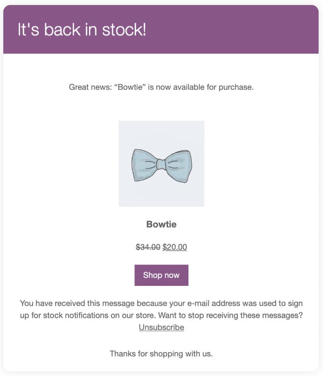 WooCommerce Back In Stock Notifications demo