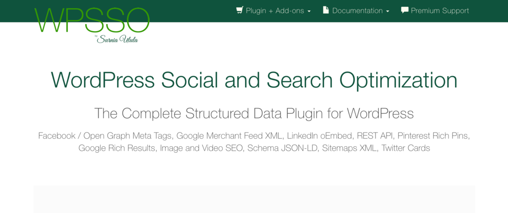 WPSSO Core homepage
