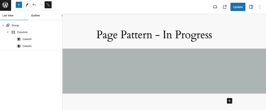 Creating a pattern in the block editor