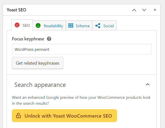 Yoast SEO's widget in WordPress.