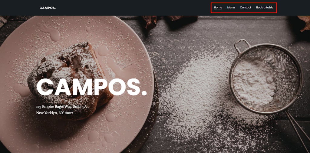 The navigation bar on Hostinger Website Builder's desktop preview