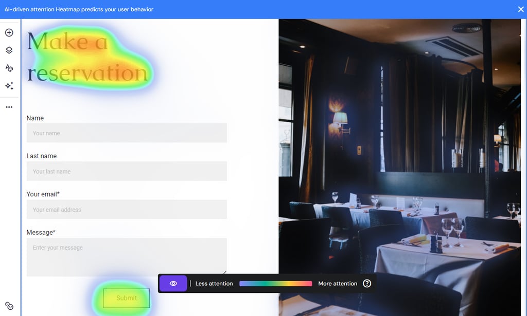 The AI-generated heatmap on Ginza's Contact page